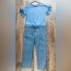 LOFT Marisa Capri's with blue blouse